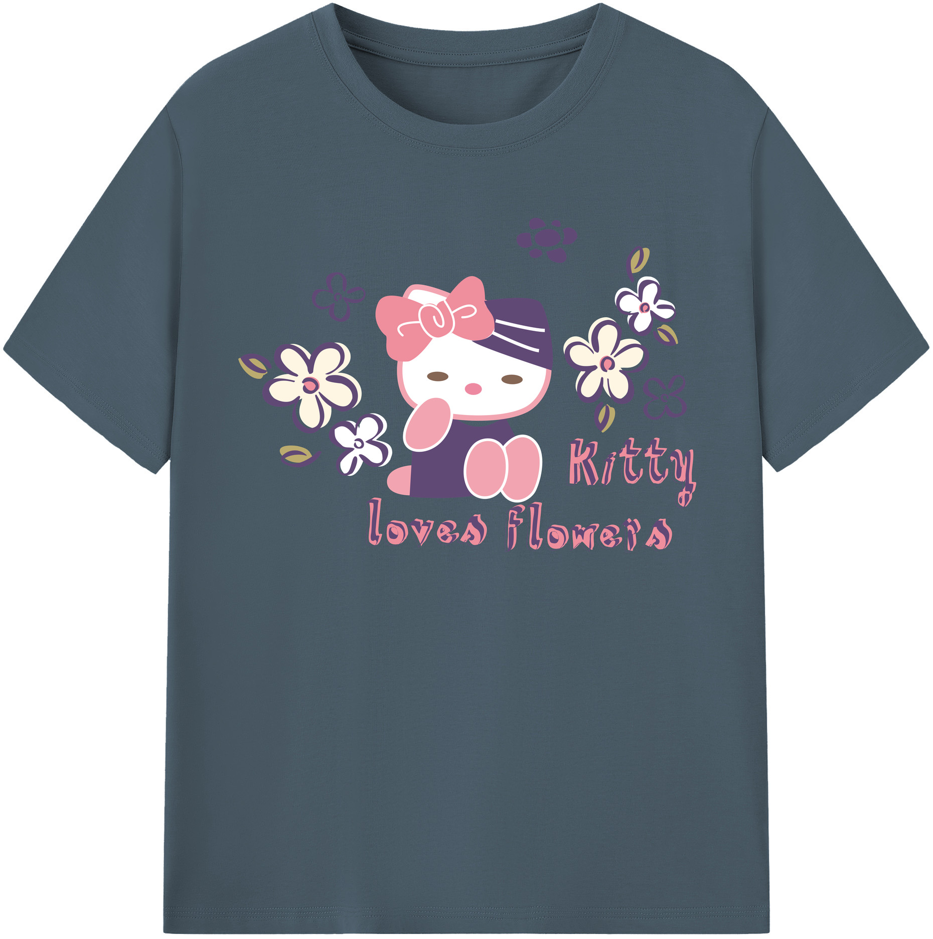 （画像用） Hello Kitty ハローキティ 綿100％半袖Tシャツ（フロントプリント）